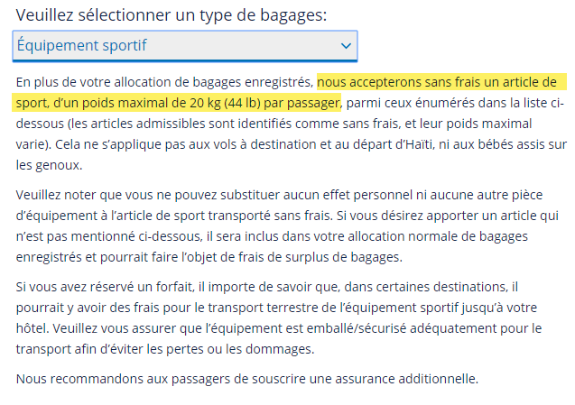 capture d'écran du site d'air transat